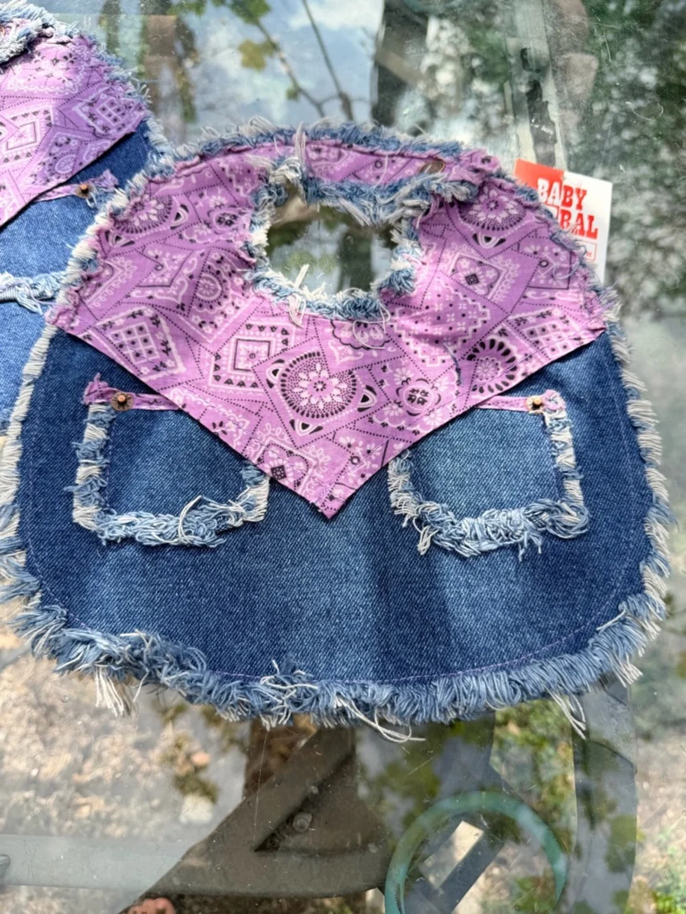Western Baby Cowgirl Denim Bandana Bib Set‎ / Rodeo Outfit Photo Prop”